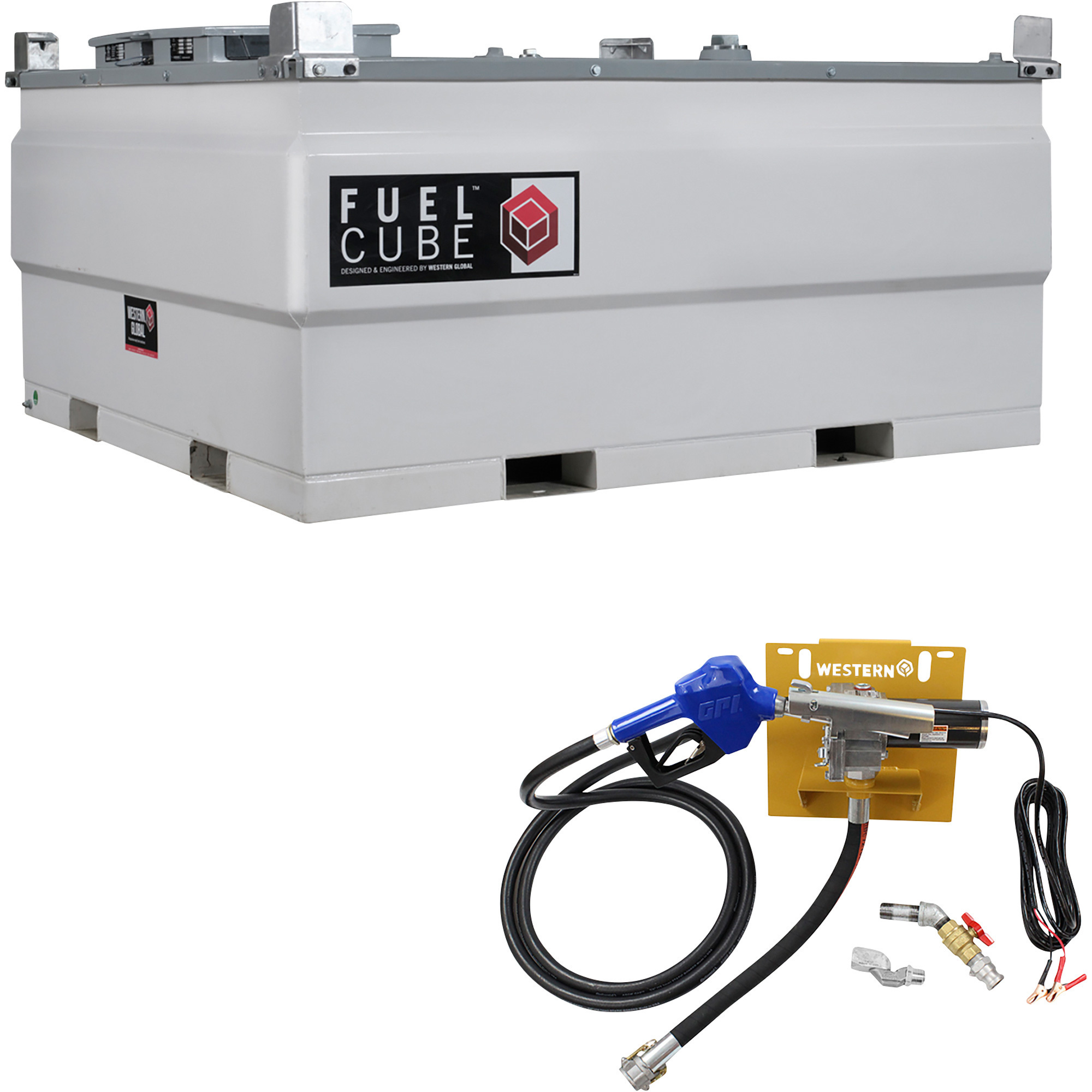 Western Global FuelCube Diesel Tank Kit with Pump and Gauge, Model# FCPWN1000-01215GP-SNN